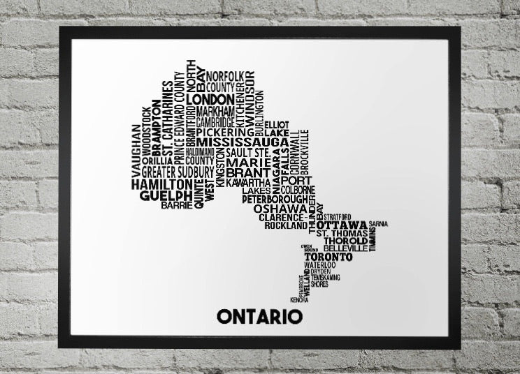 Ontario cities map print