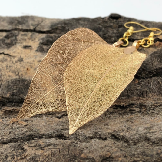 Real Leaf Gold Earring