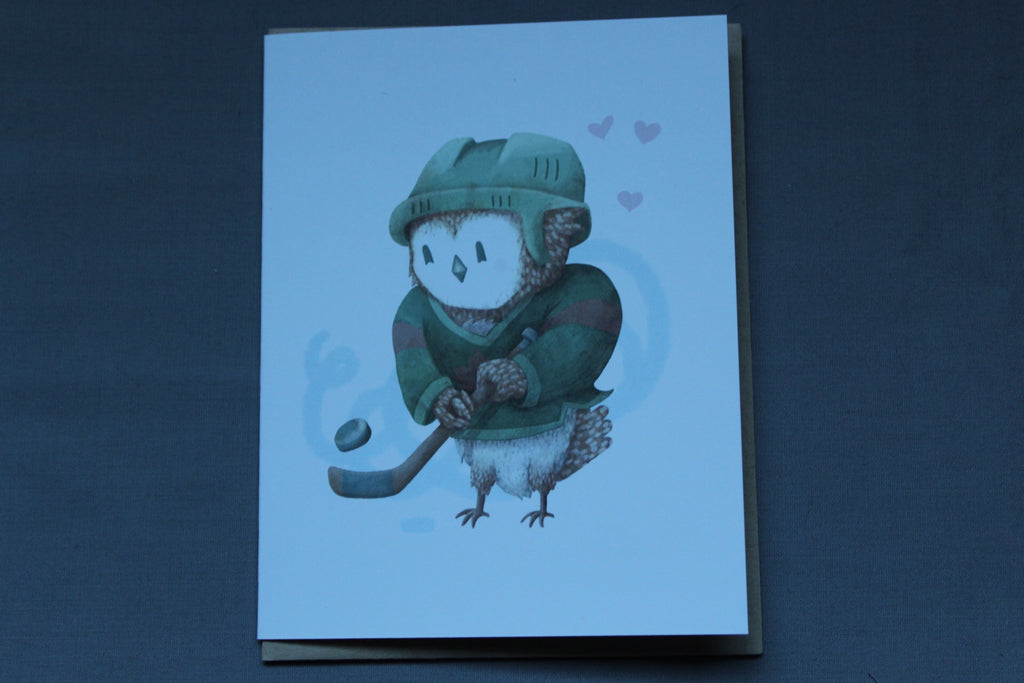Hockey owl card by Hop N' Flop