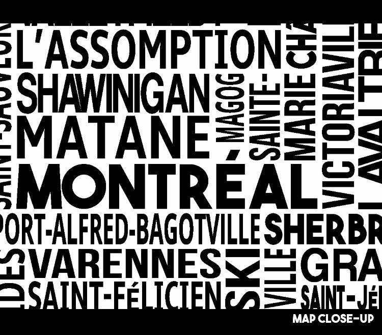 Quebec cities map print