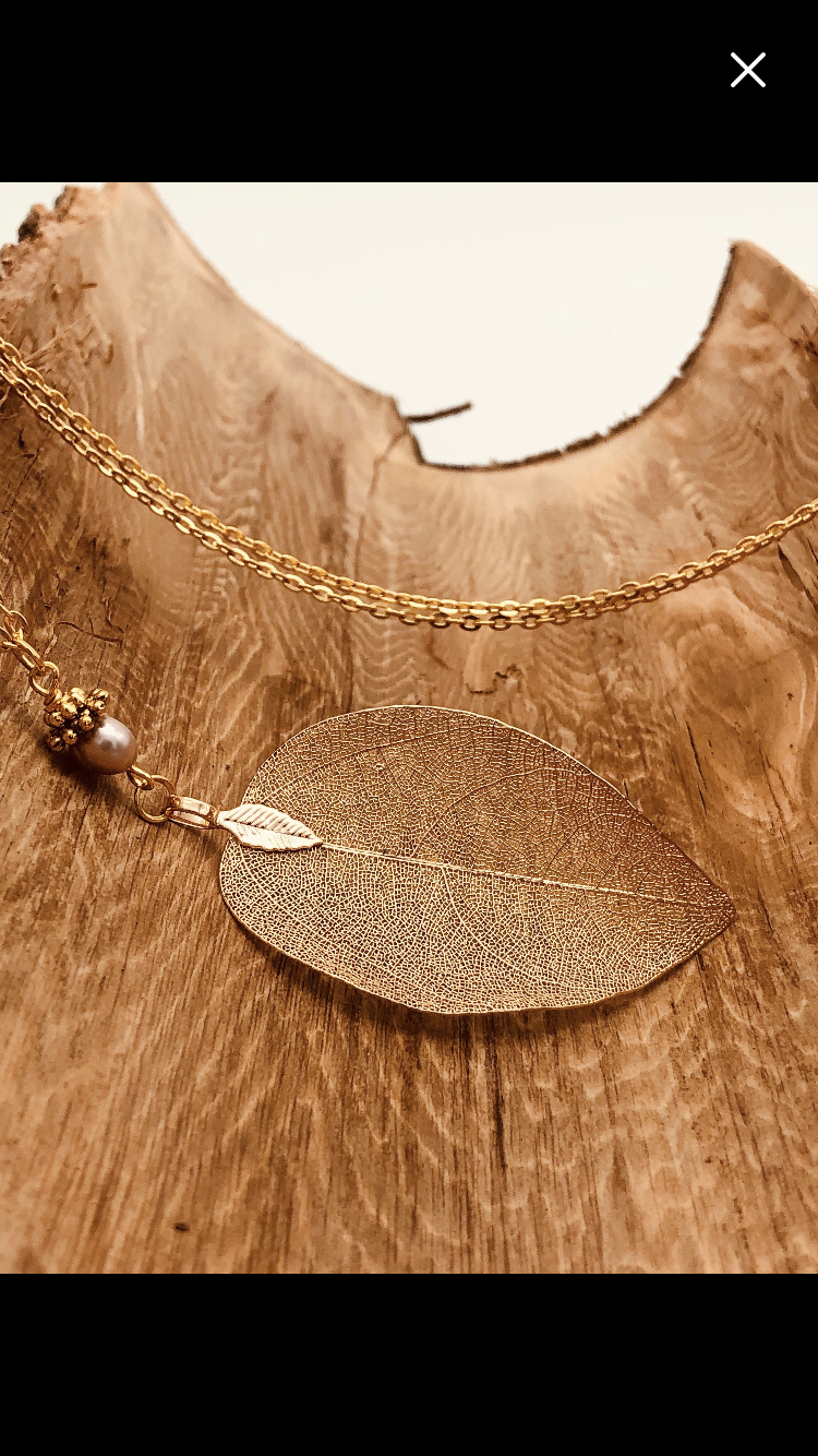 Real Leaf Gold Necklace